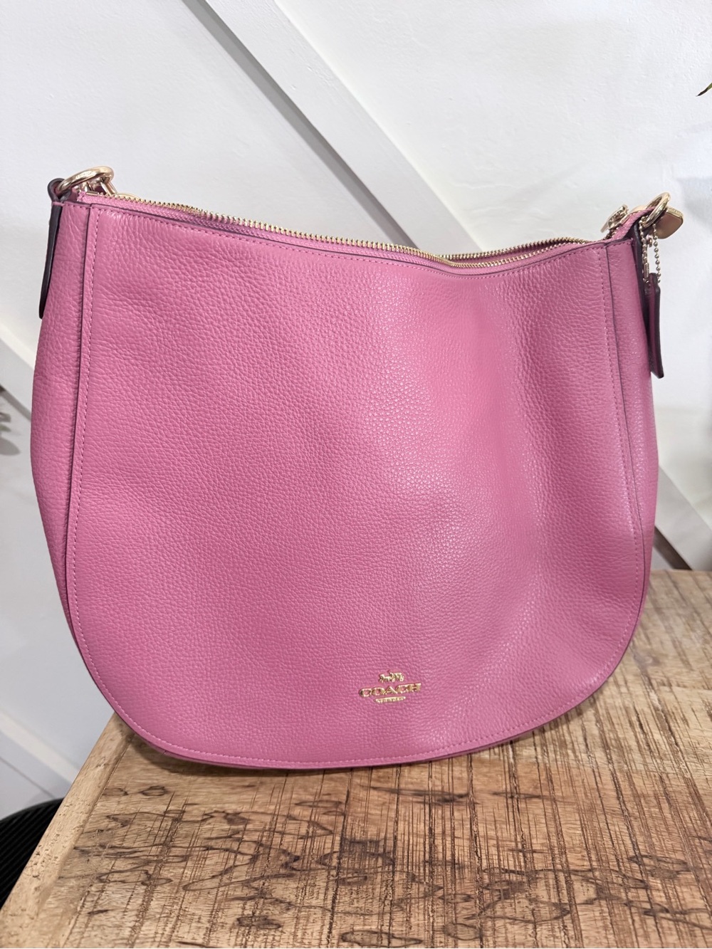 Coach Pink Pebble Leather Shoulder Bag with Gold Hardware - Picture 2 of 6